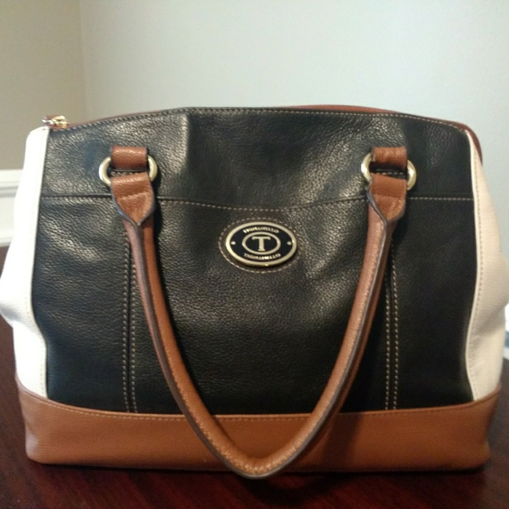 Tignanello Classic Black White Brown Purse